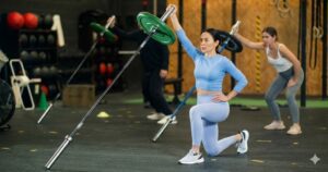 Landmine press exercise for shoulder strength with neutral neck alignment